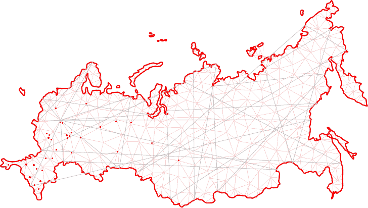 Карта работы систем охраны компании Бикк по России